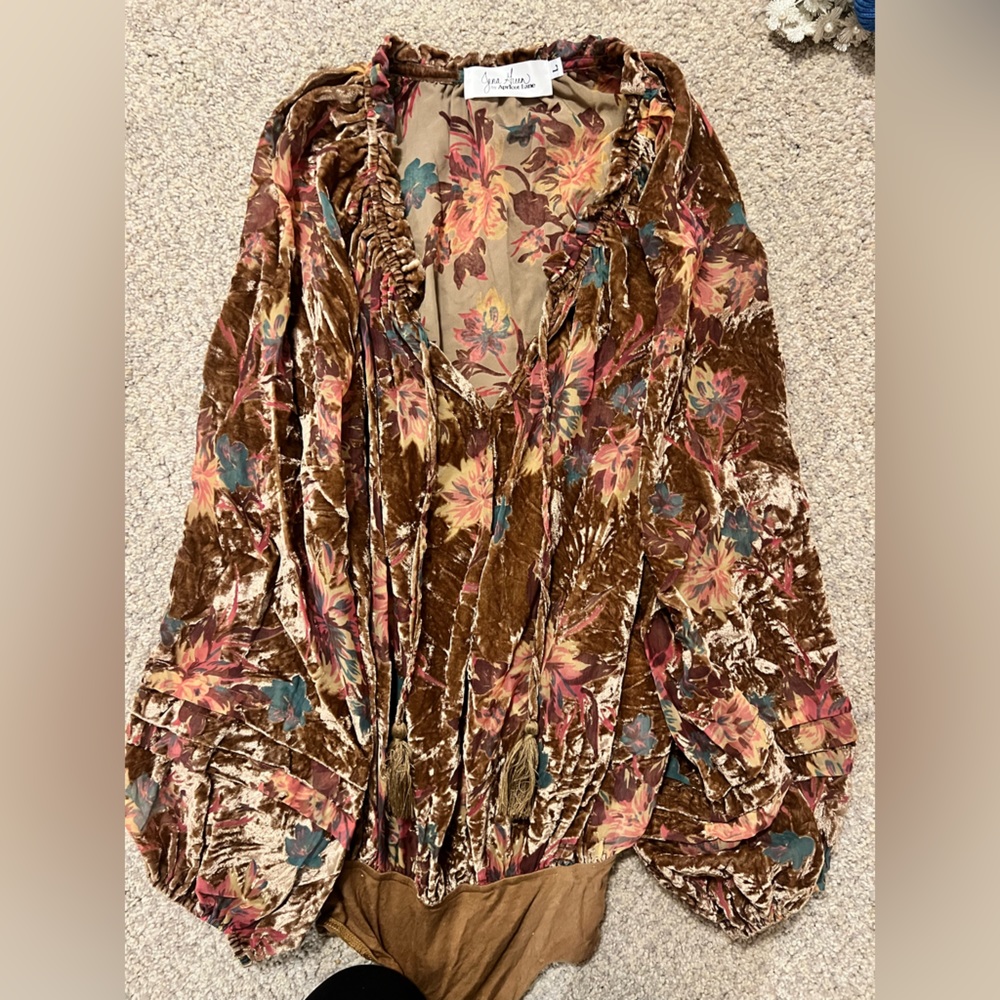 Jena Green Apricot Lane velvet bodysuit